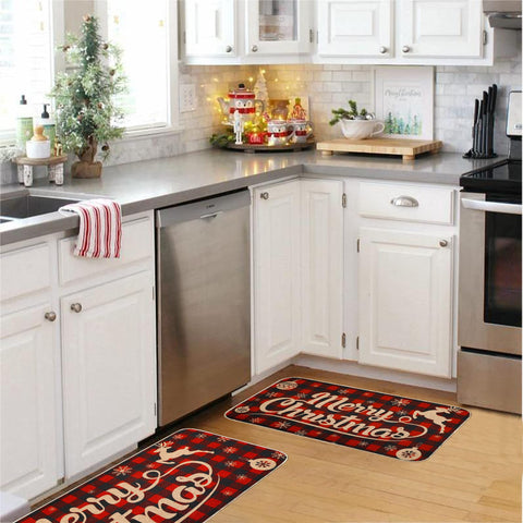 Erweicet Christmas kitchen rug fits indoor or outdoor spaces with easy maintenance.