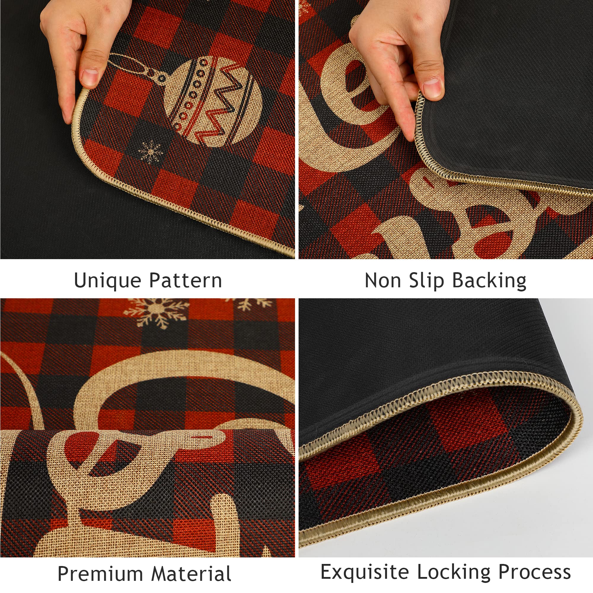 Erweicet Christmas kitchen rug red plaid adds color and style to kitchens.