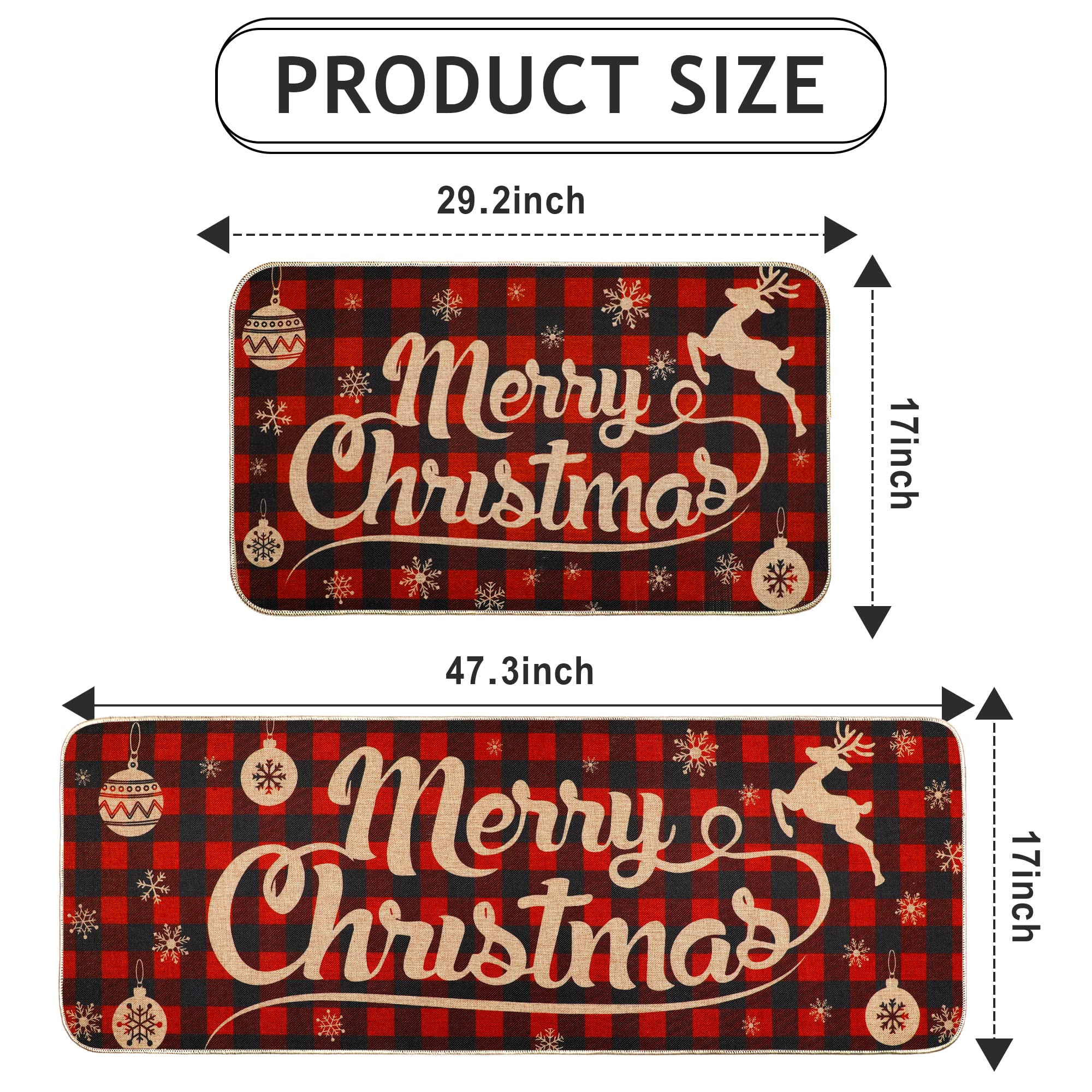 Erweicet Christmas kitchen rug two-piece set provides coordinated decor and practical floor protection.