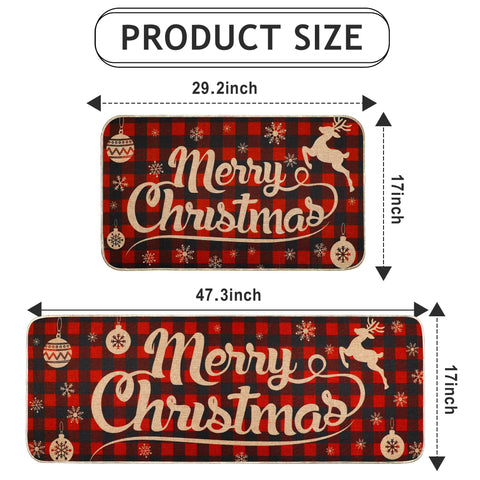 Erweicet Christmas kitchen rug two-piece set provides coordinated decor and practical floor protection.