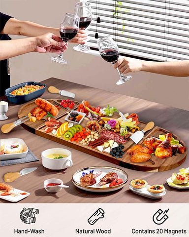 Erwuldor 26x13 inch serving area offers ample space for meats, cheese, and fruit.
