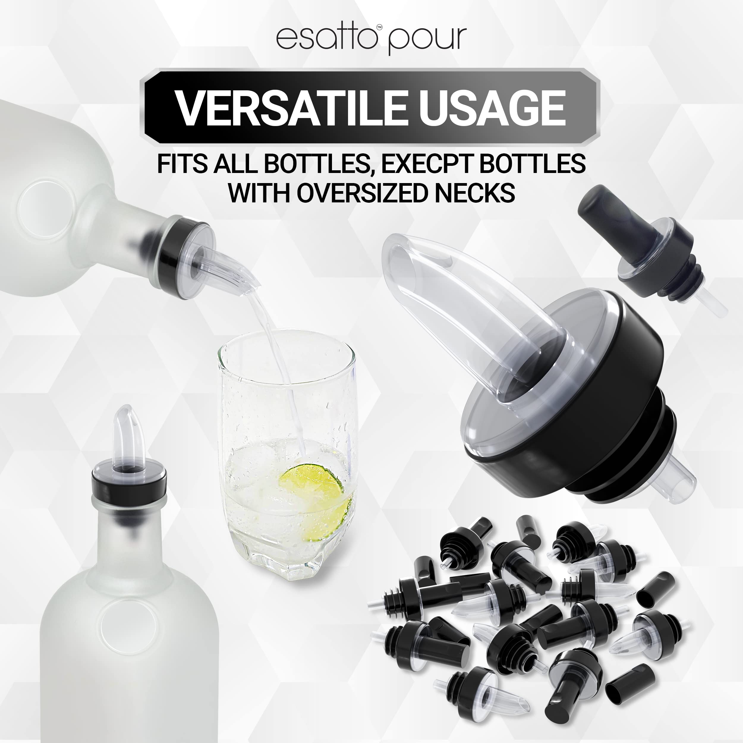 Esatto 12-piece pourers set delivers precise pours with minimal waste