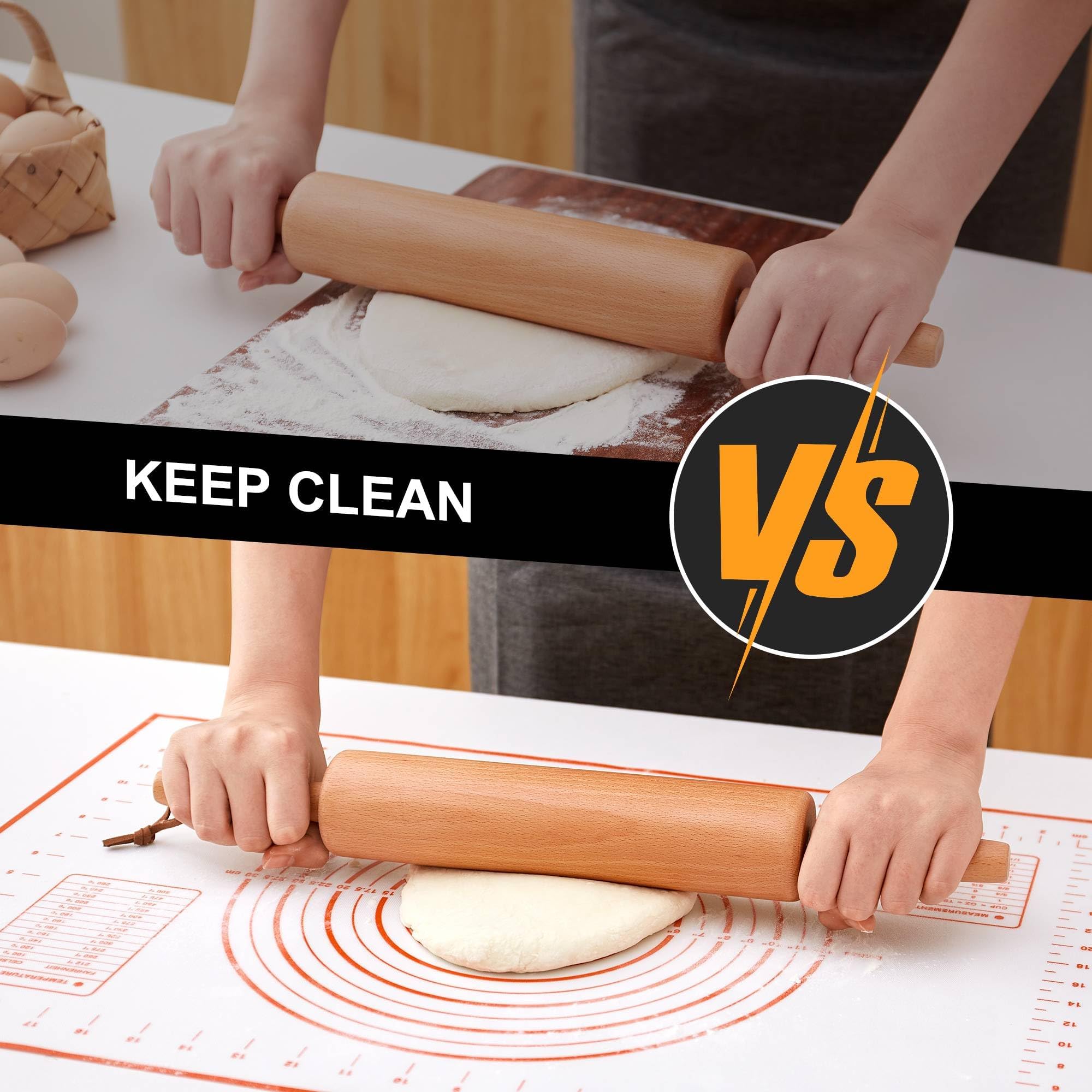 ESDOPA easy-clean wood rolling pin cleans quickly with a damp cloth.
