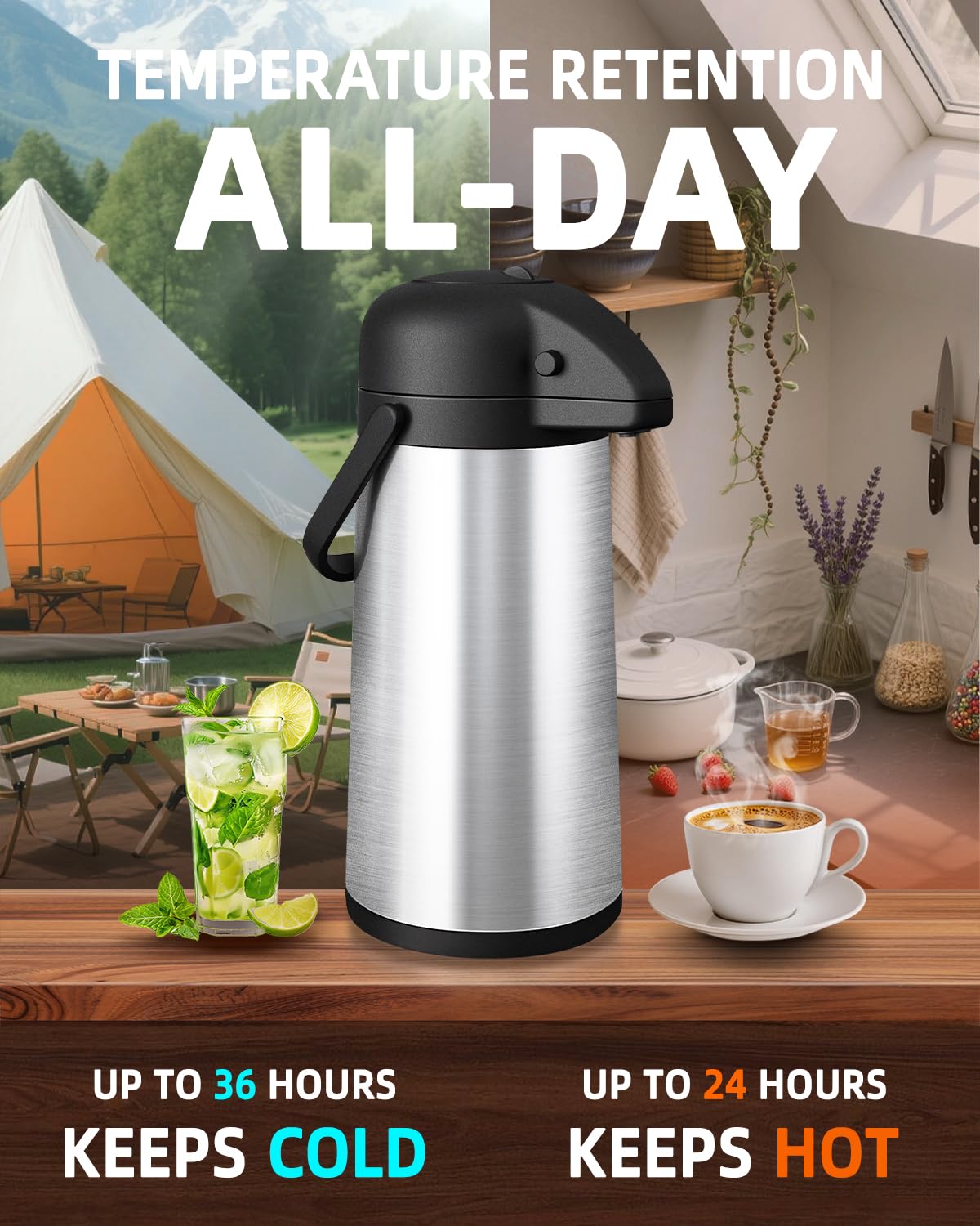 Esemoil coffee carafe thermal body highlights durable insulated construction for hot or cold drinks