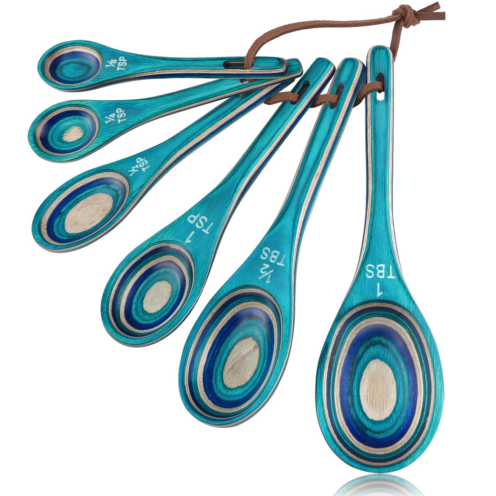 Esie Houzie 6pc measuring spoons in turquoise blue for precise kitchen prep