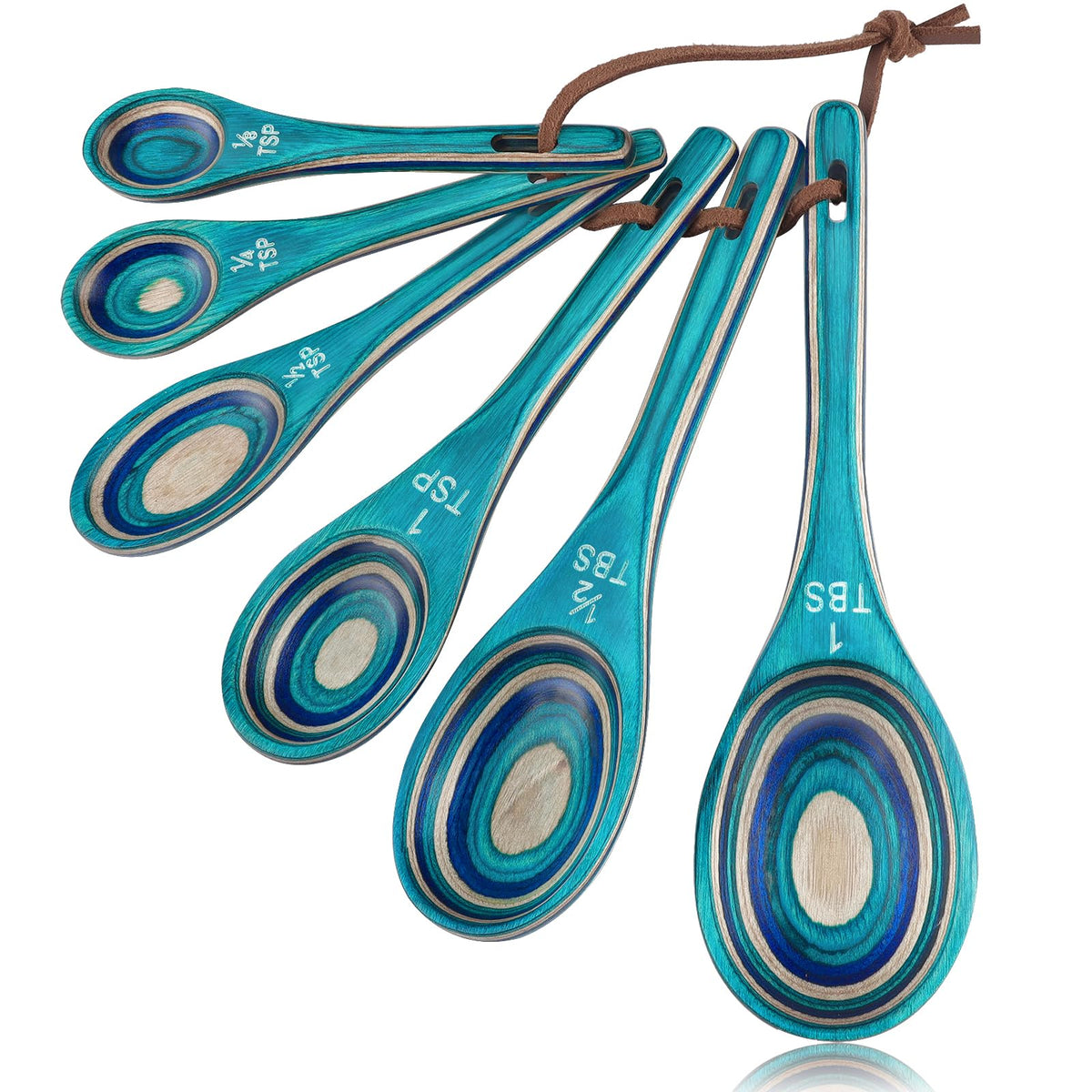 Esie Houzie 6pc measuring spoons in turquoise blue for precise kitchen prep