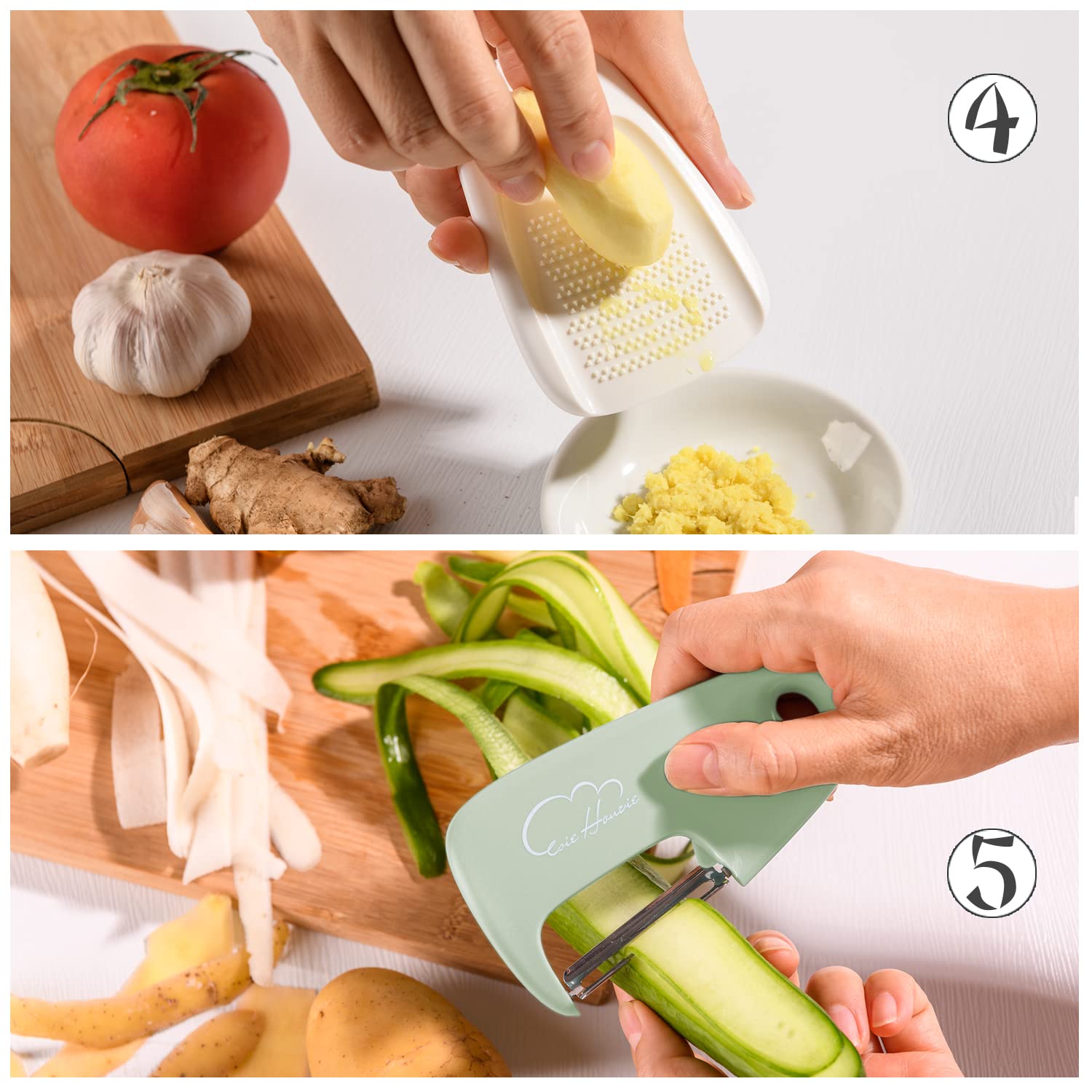 Esie Houzie foldable paring knife opened for precise peels