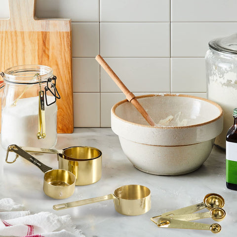 Esie Houzie gold measuring spoons set with easy-to-read etched measurements