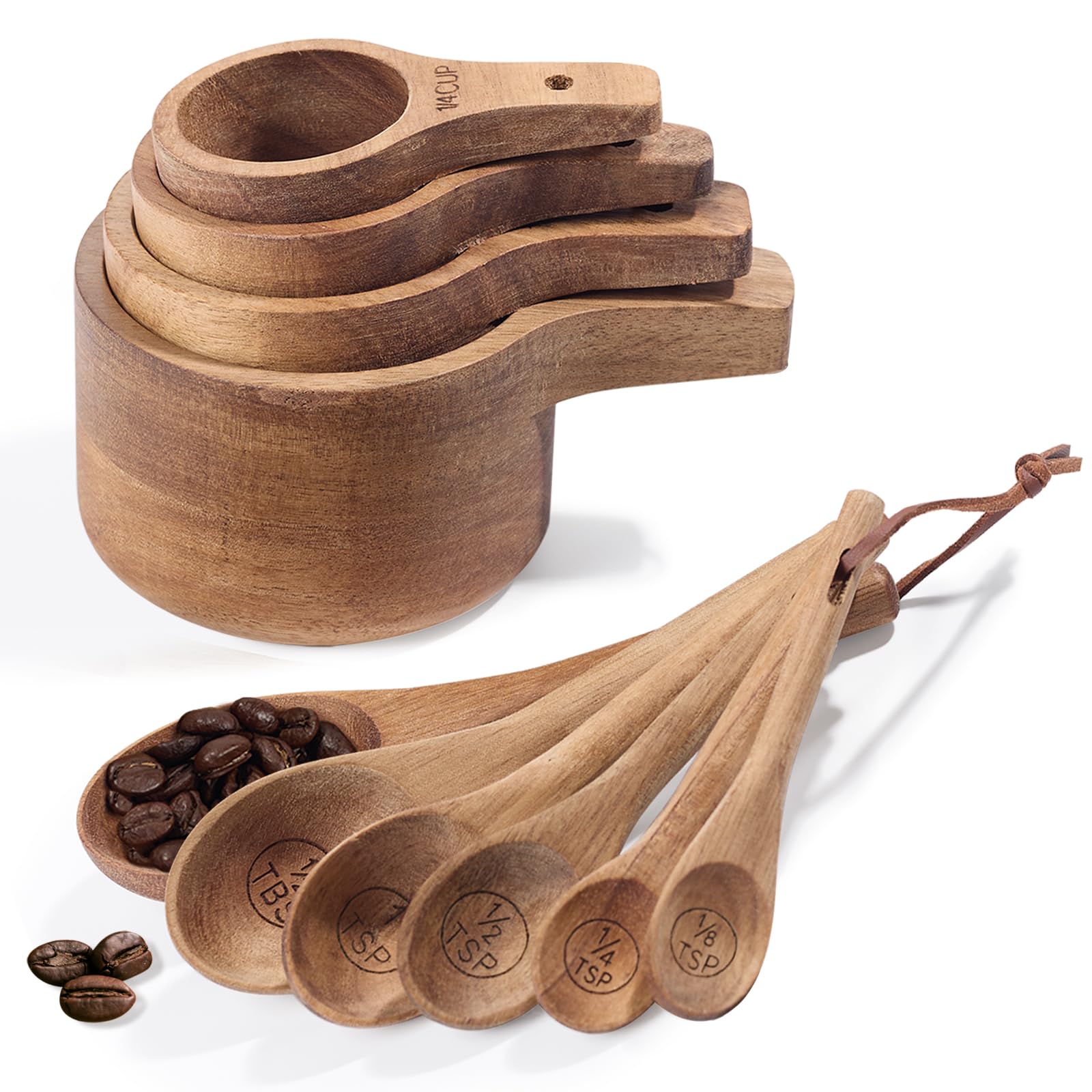 Esie Houzie 10-piece measuring cups and spoons set on kitchen counter for precise dry ingredients