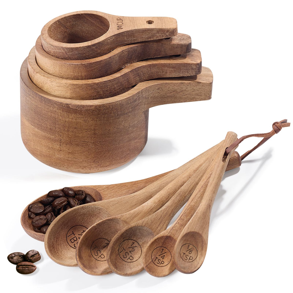 Esie Houzie 10-piece measuring cups and spoons set on kitchen counter for precise dry ingredients