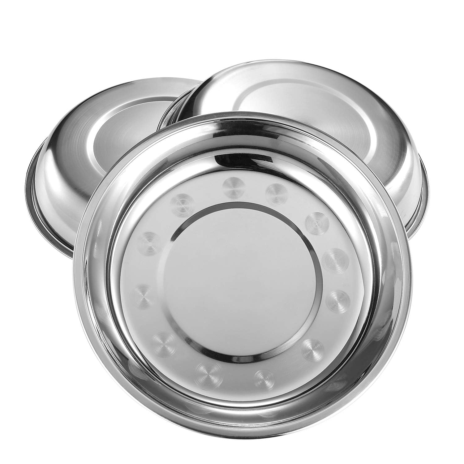 Eslite 18-10 stainless steel plate with mirror finish elevates table setting.
