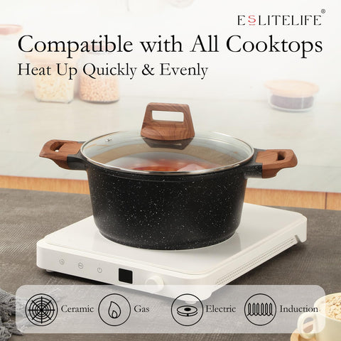 Induction-ready bottom ensures quick, even heat distribution
