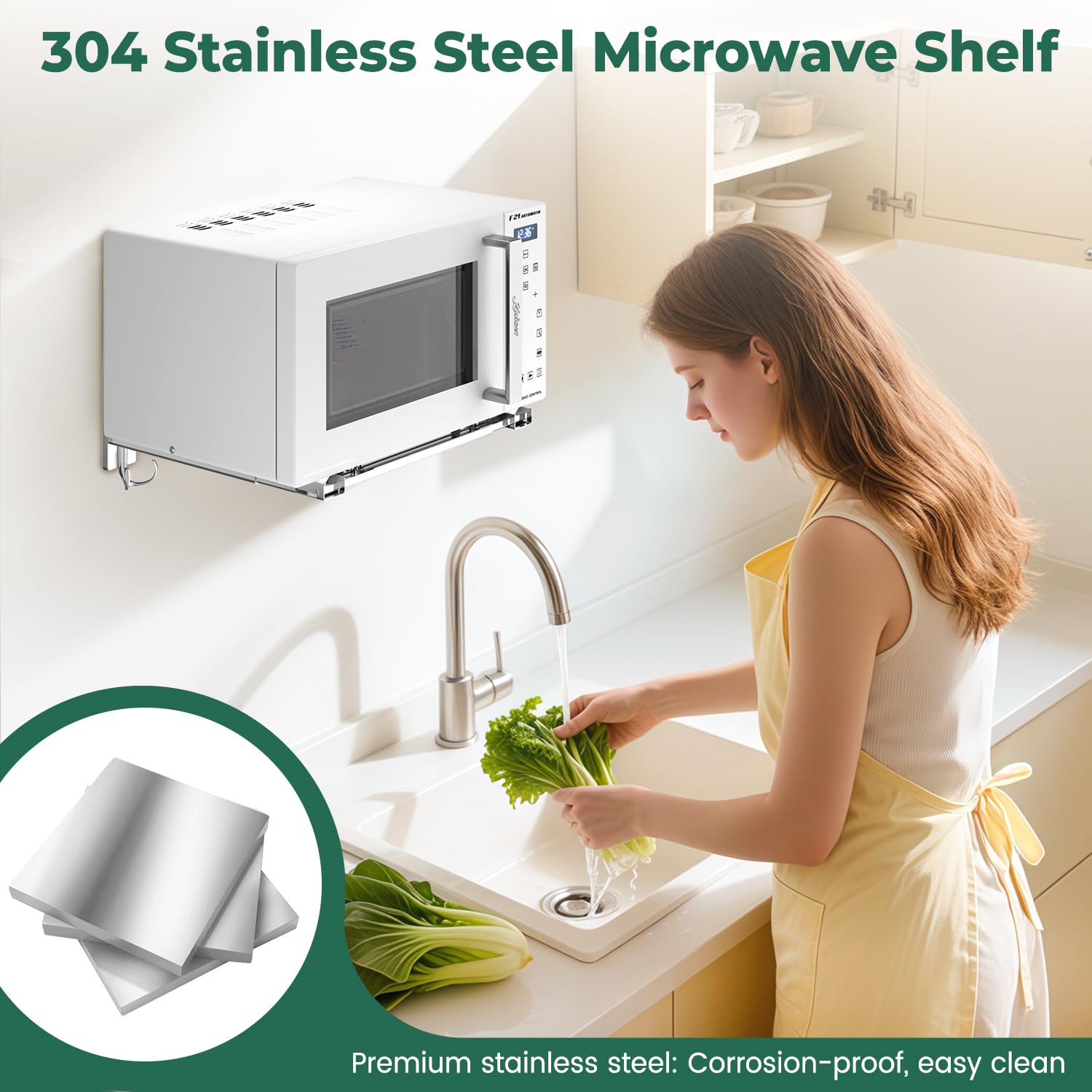 EsLuker.ly adjustable-arm bracket fits different microwaves for secure placement