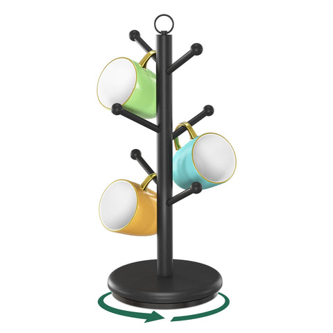 EsLuker.ly mug holder tree with 360° rotating base for easy reach