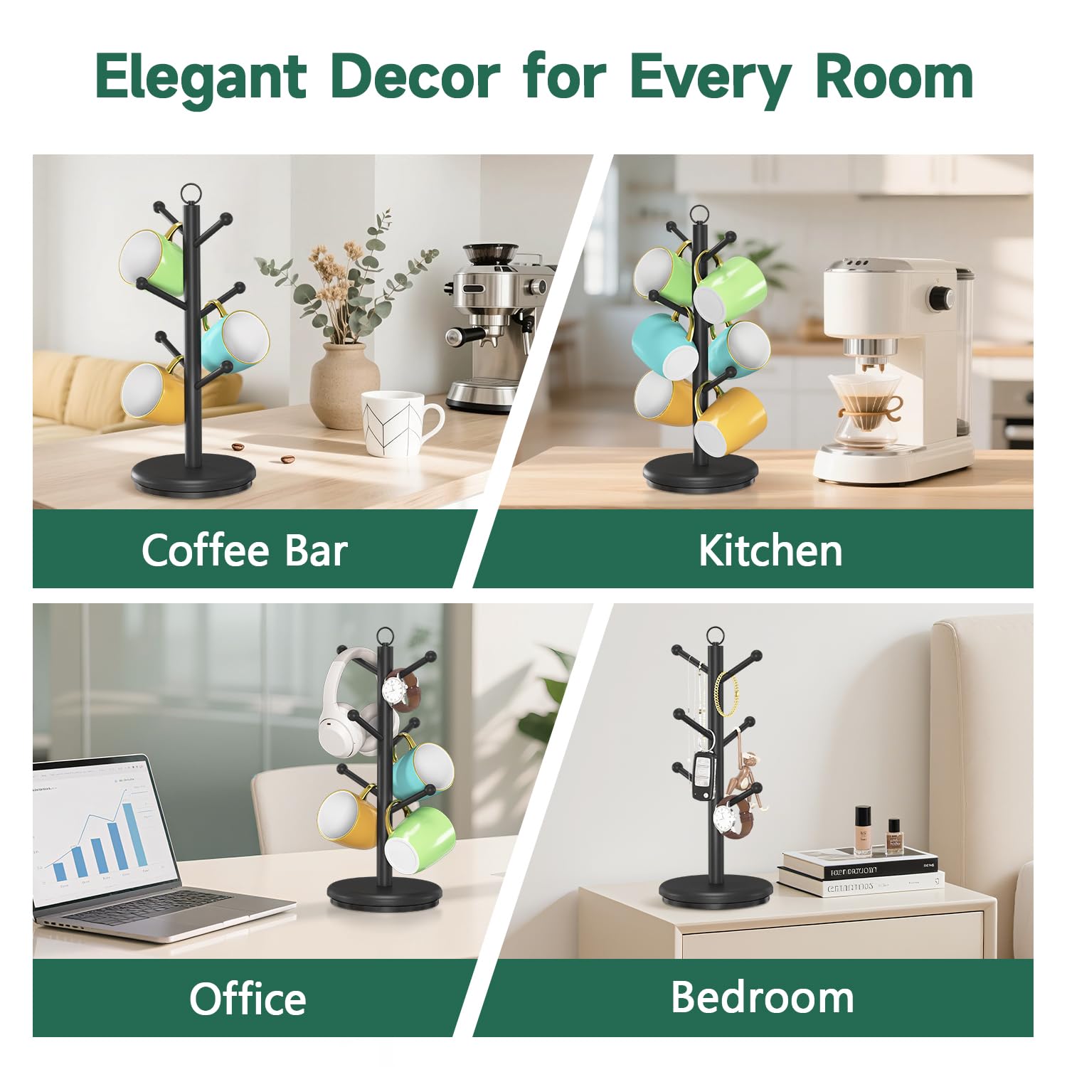 EsLuker.ly mug holder tree creates a tidy home cafe corner