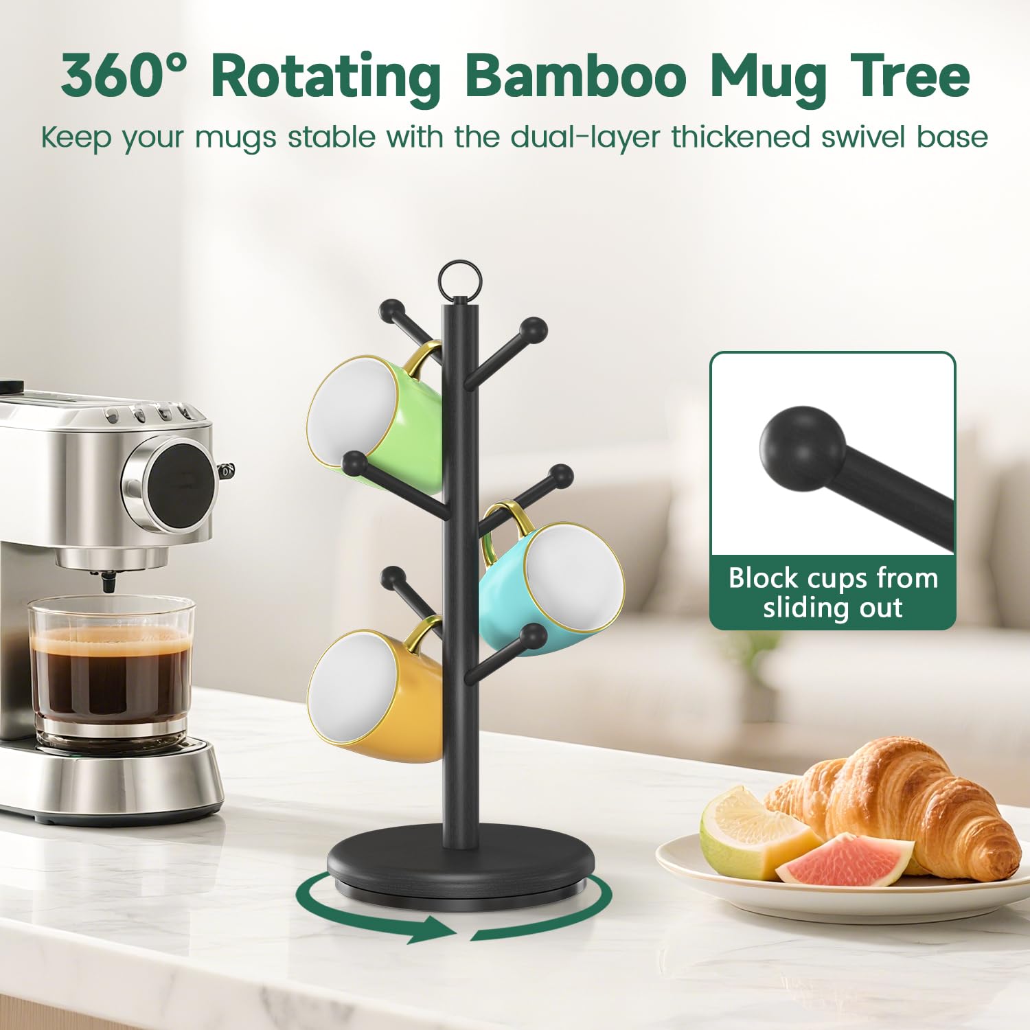 EsLuker.ly mug holder tree vertical space saver for small kitchens