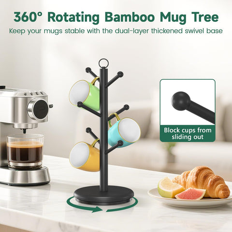 EsLuker.ly mug holder tree vertical space saver for small kitchens