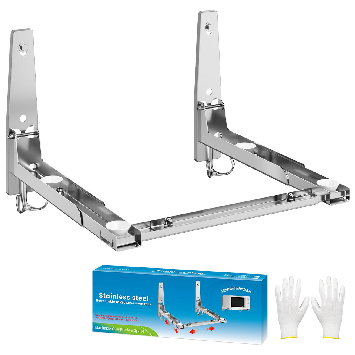 EsLuker.ly universal microwave wall mount bracket with removable hooks for clutter-free kitchen
