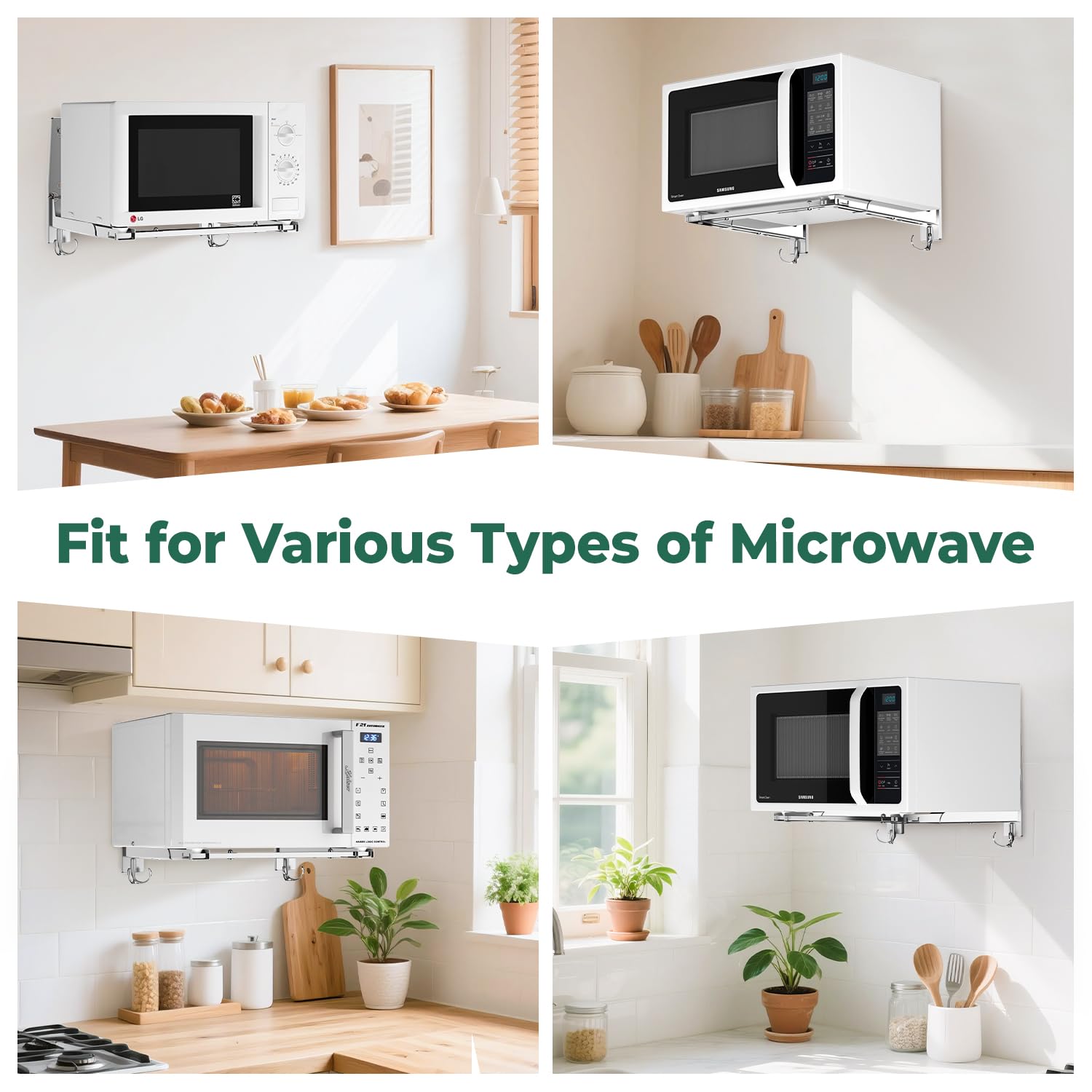 EsLuker.ly versatile bracket supports microwaves, toaster ovens, and pantry storage