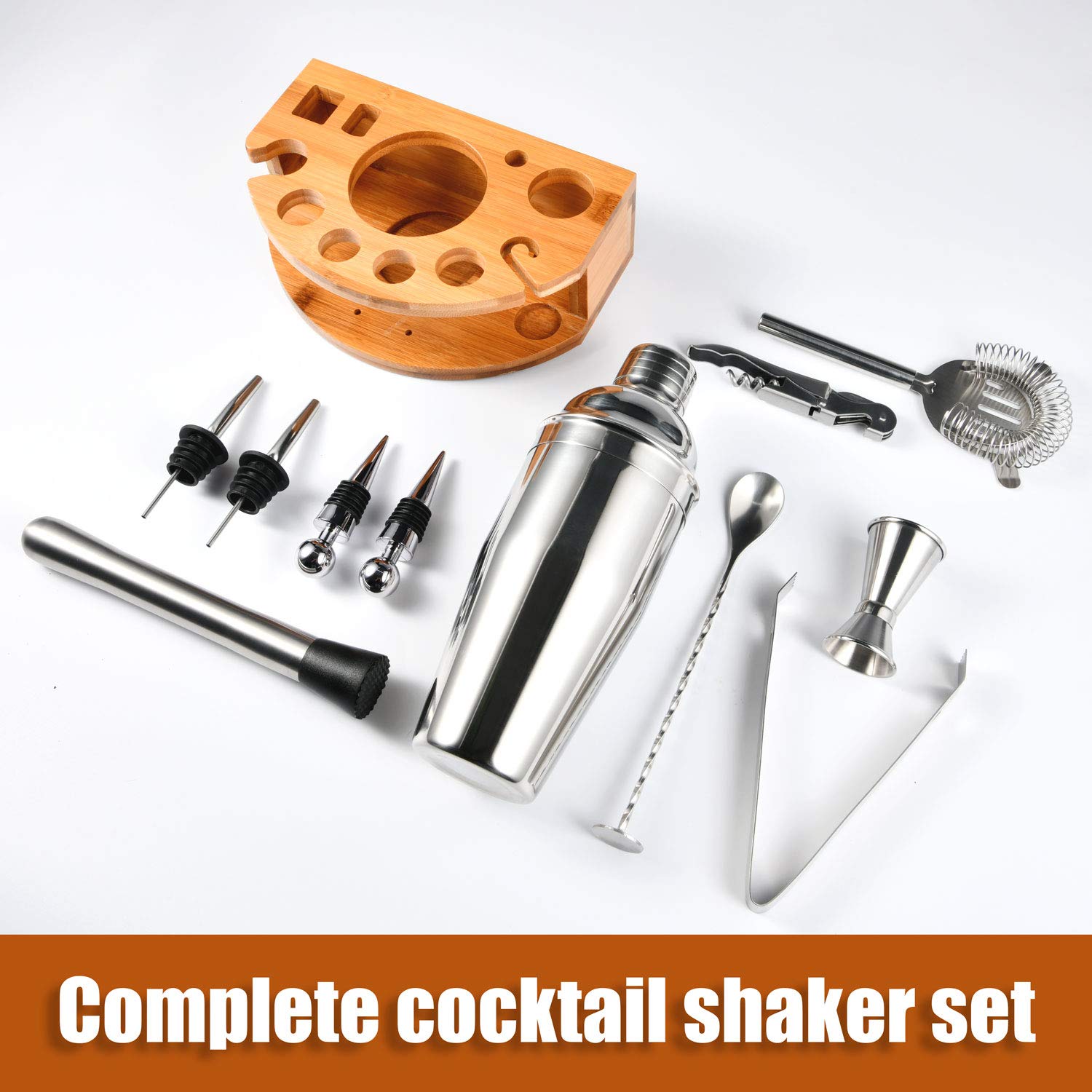 Esmula Bartender Kit with jiggers and strainer for precise mixed drinks.