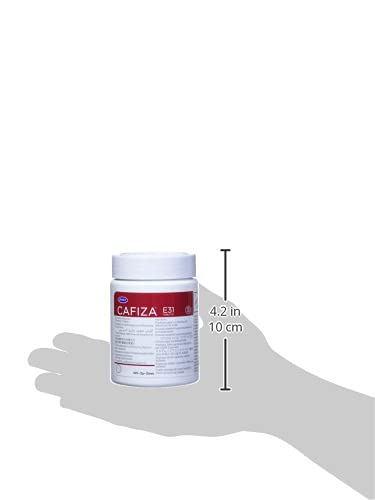 Espresso routine uses Cafiza tablets for thorough ongoing maintenance
