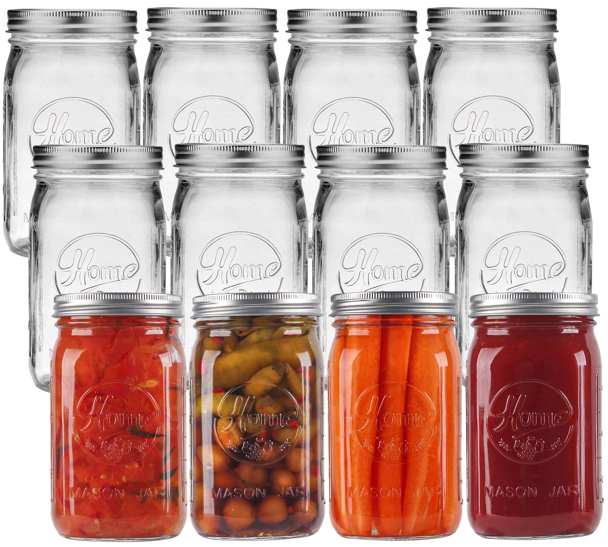Esrentle 12-pack wide-mouth 32oz jars for organized storage.