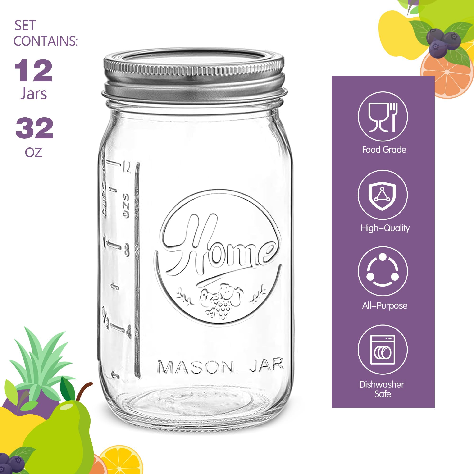 Esrentle airtight two-piece lids seal freshness securely.