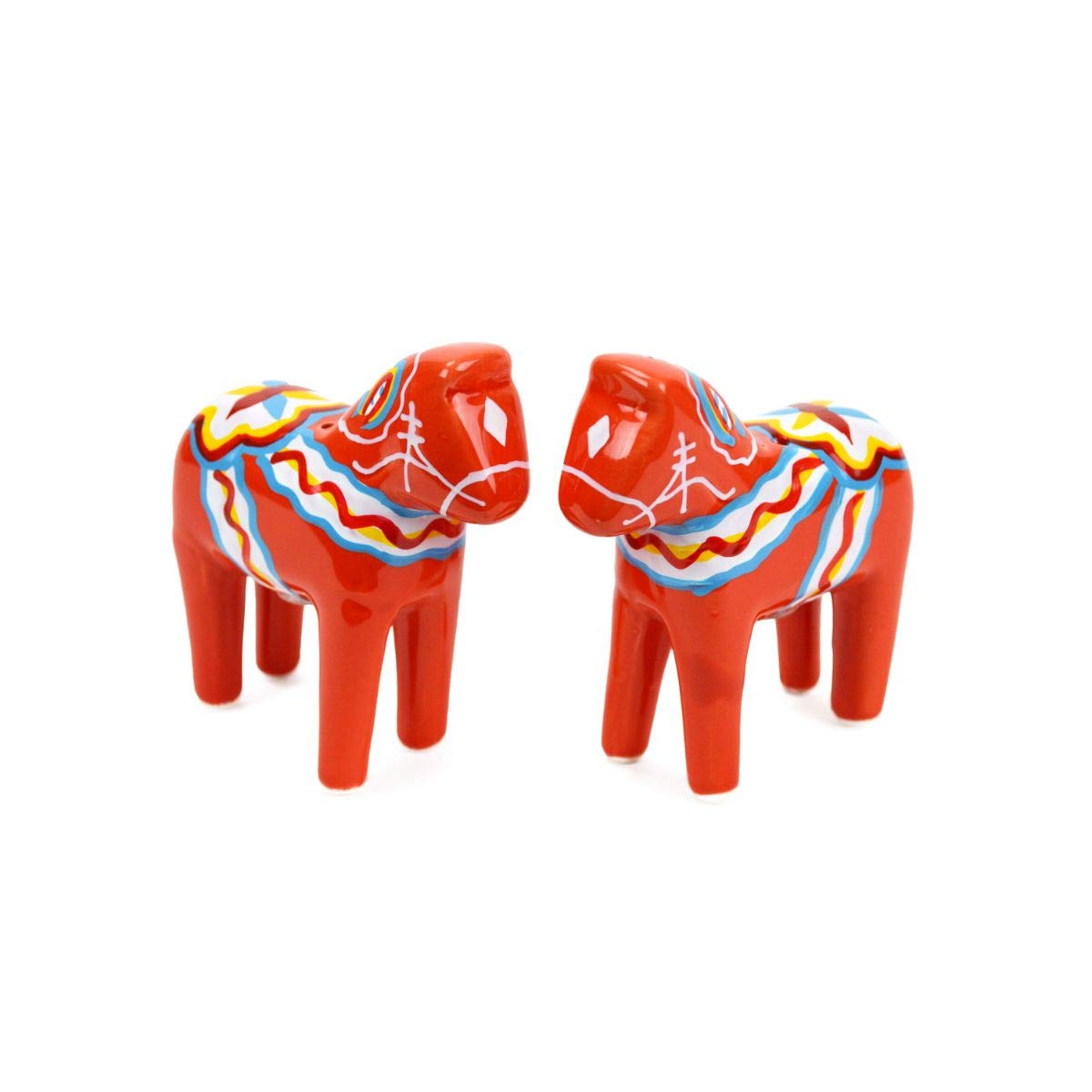 Essence of Europe Gifts dala horse salt pepper ceramic shaker set for Scandinavian kitchen decor