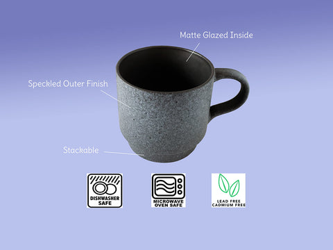 Closeup of Essential Drinkware handmade ceramic mug showing texture and finish