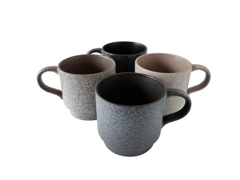 Set of four colored Essential Drinkware mugs complements any kitchen color scheme
