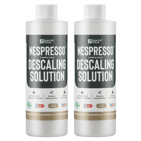 Essential Values Nespresso descaler bottle 8oz for deep cleaning and machine performance