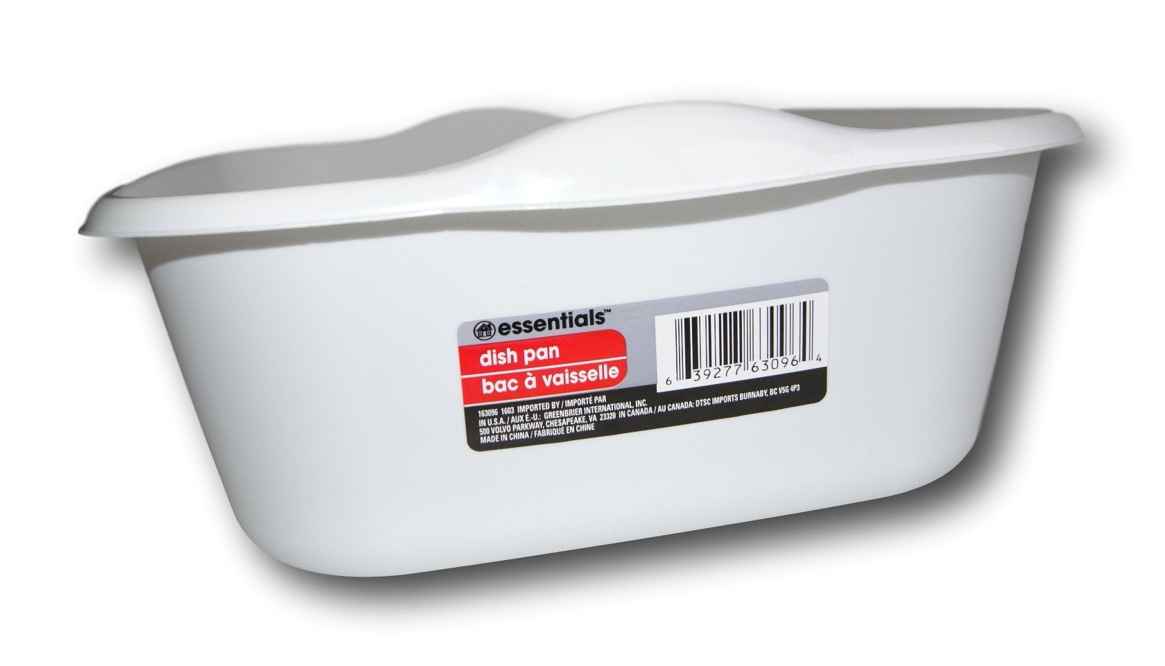 Essentials white dishpan stacked for compact, space-saving storage in small kitchens.