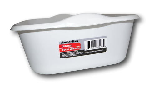Essentials white dishpan stacked for compact, space-saving storage in small kitchens.