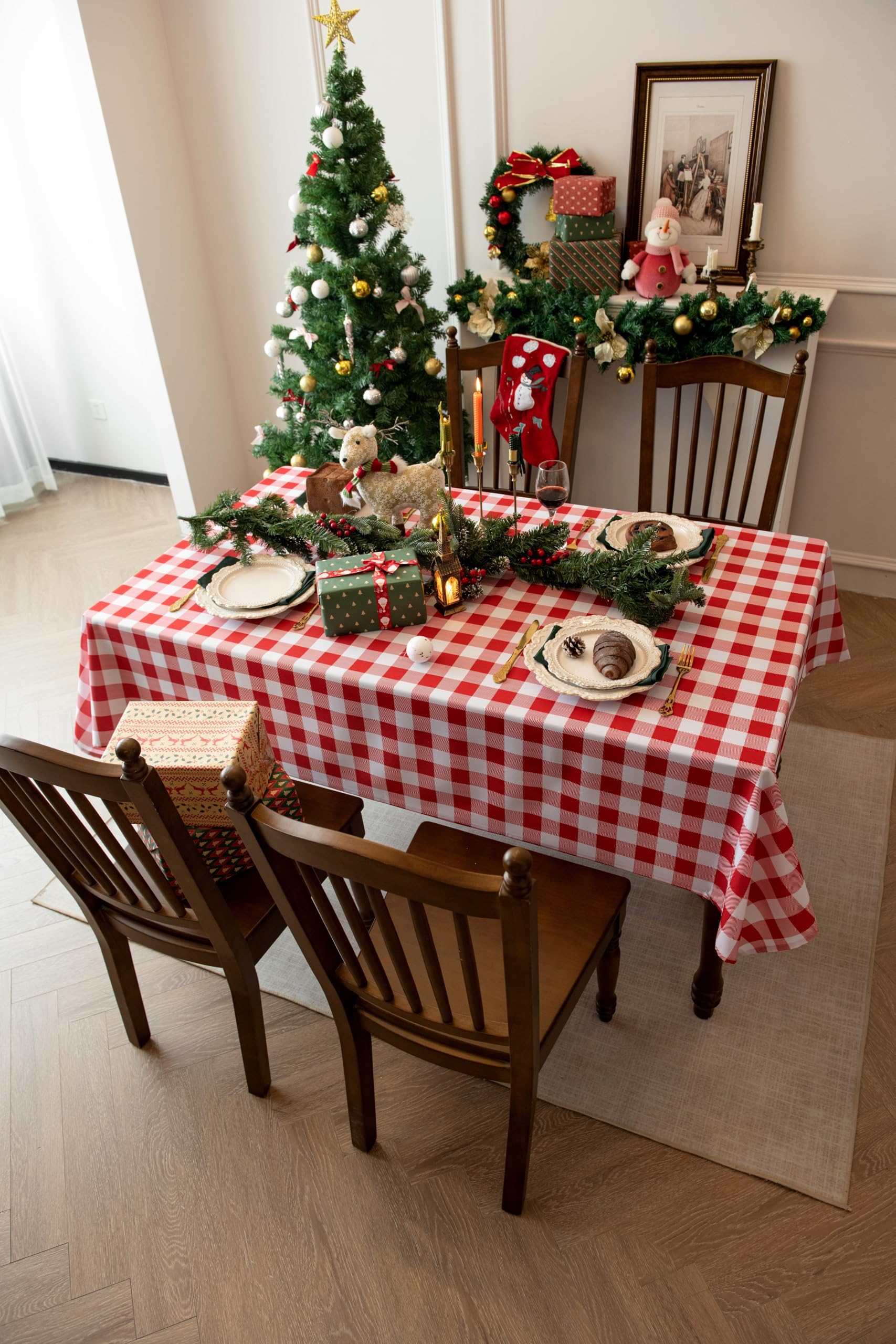Essifunia rectangular tablecloth drape highlighting thickened fabric for sturdy table coverage