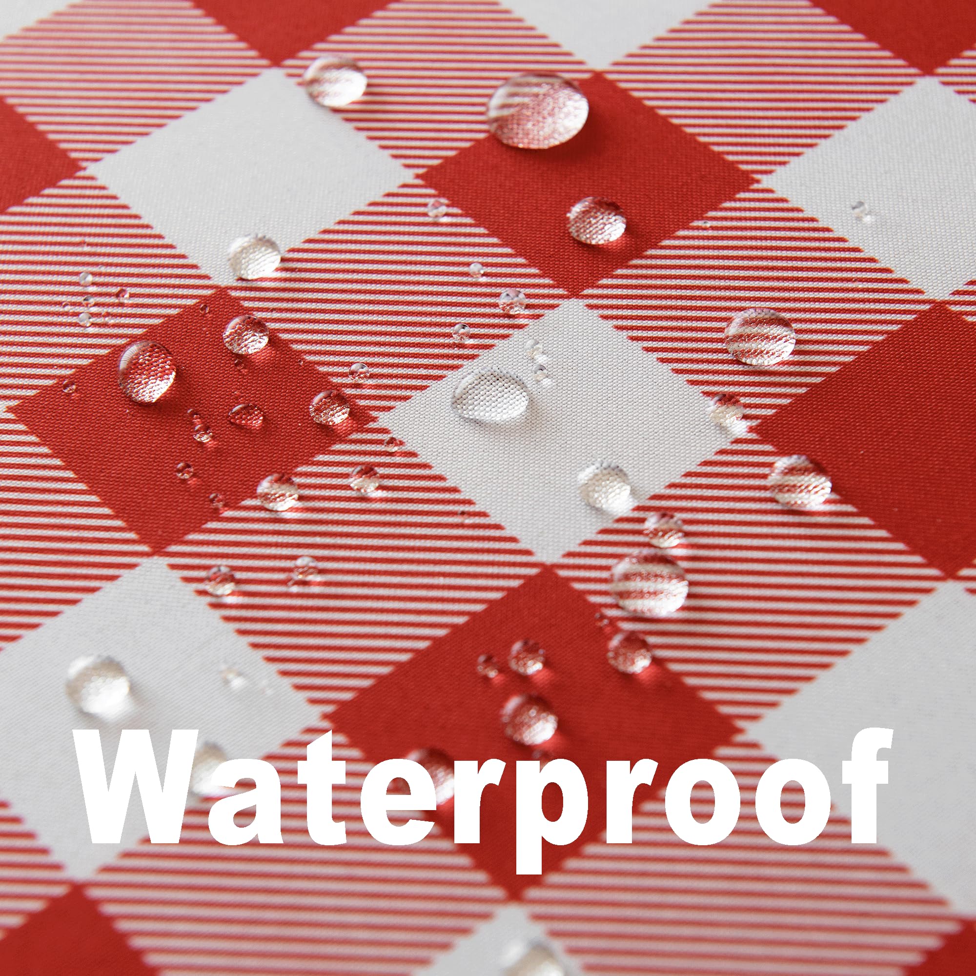 Essifunia tablecloth shown indoors and outdoors for picnics and garden gatherings