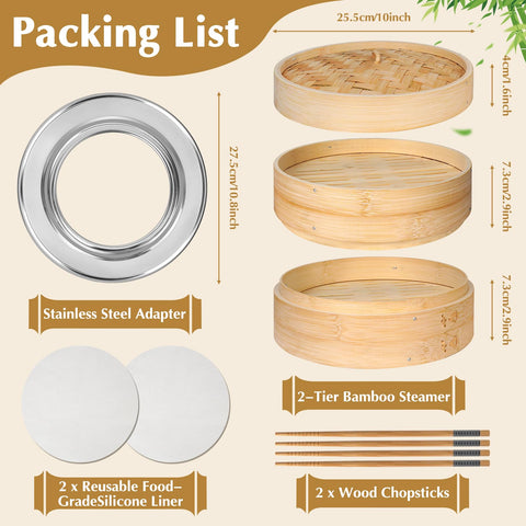 Essovee bamboo steamer basket for dumplings and vegetables, preserving texture and aroma.