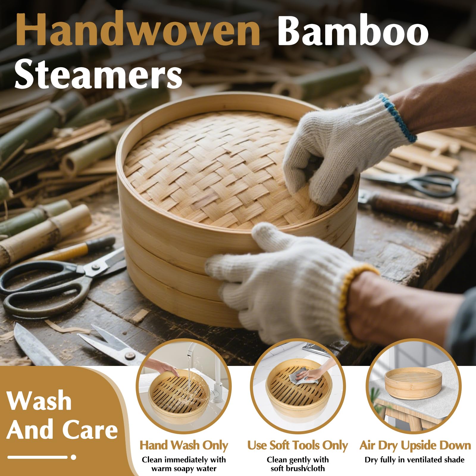 Essovee bamboo steamer lid promotes efficient steam circulation.