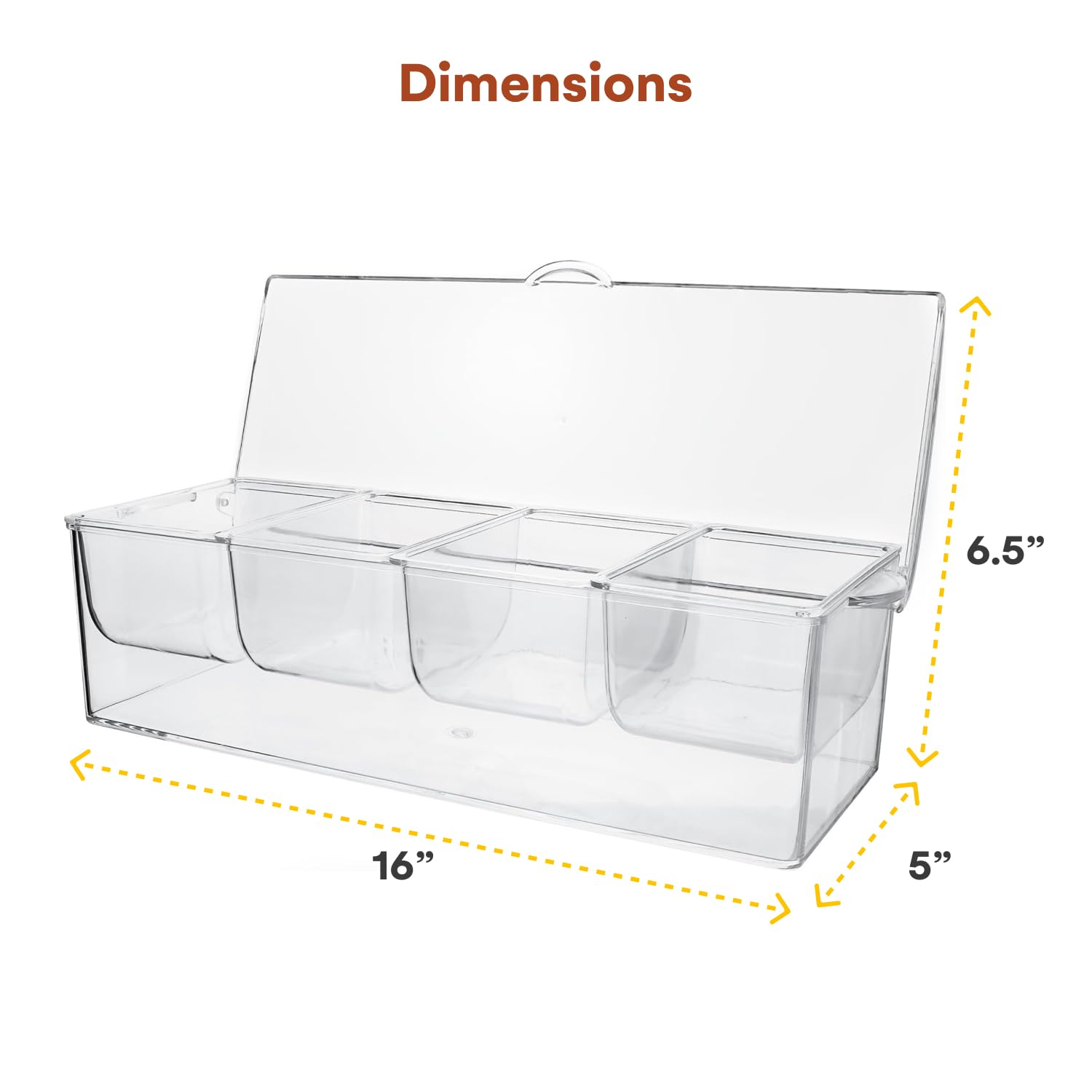 Estilo clear acrylic condiment server blends with any setup while staying visible.