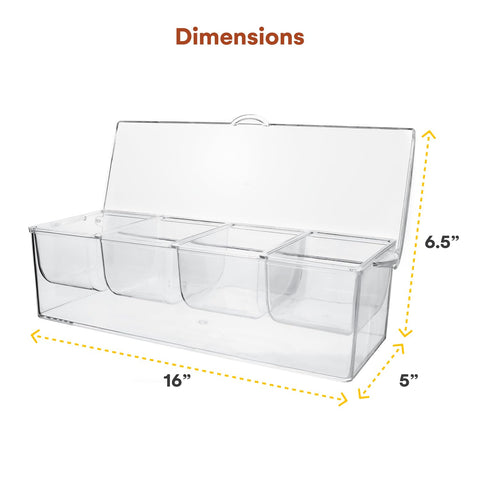 Estilo clear acrylic condiment server blends with any setup while staying visible.