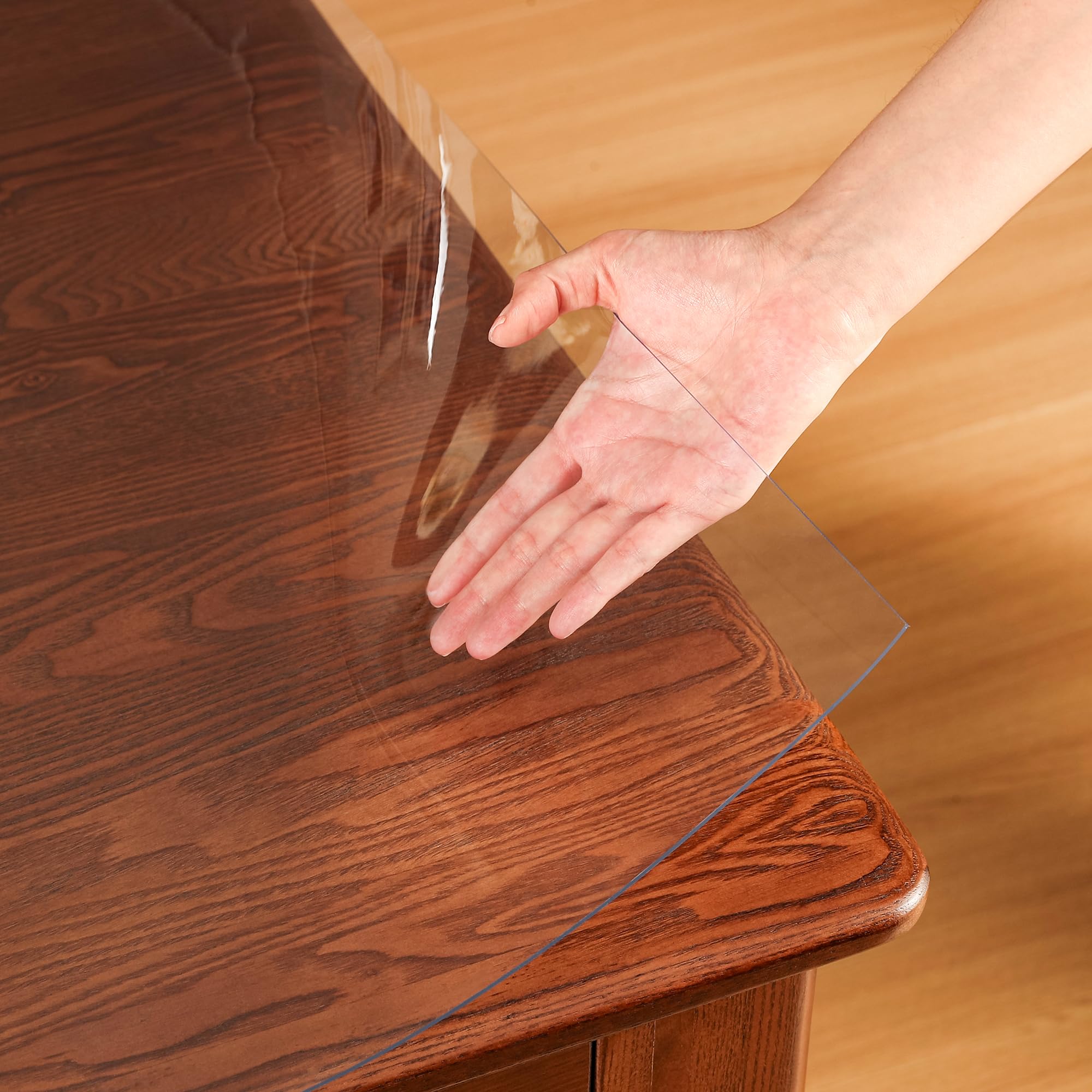 ETECHMART clear table cover 36x60 rectangular protects surfaces while remaining nearly invisible.