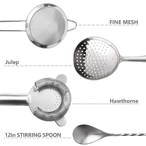 Etens Fine mesh strainer filters ice and pulp for clean pours.