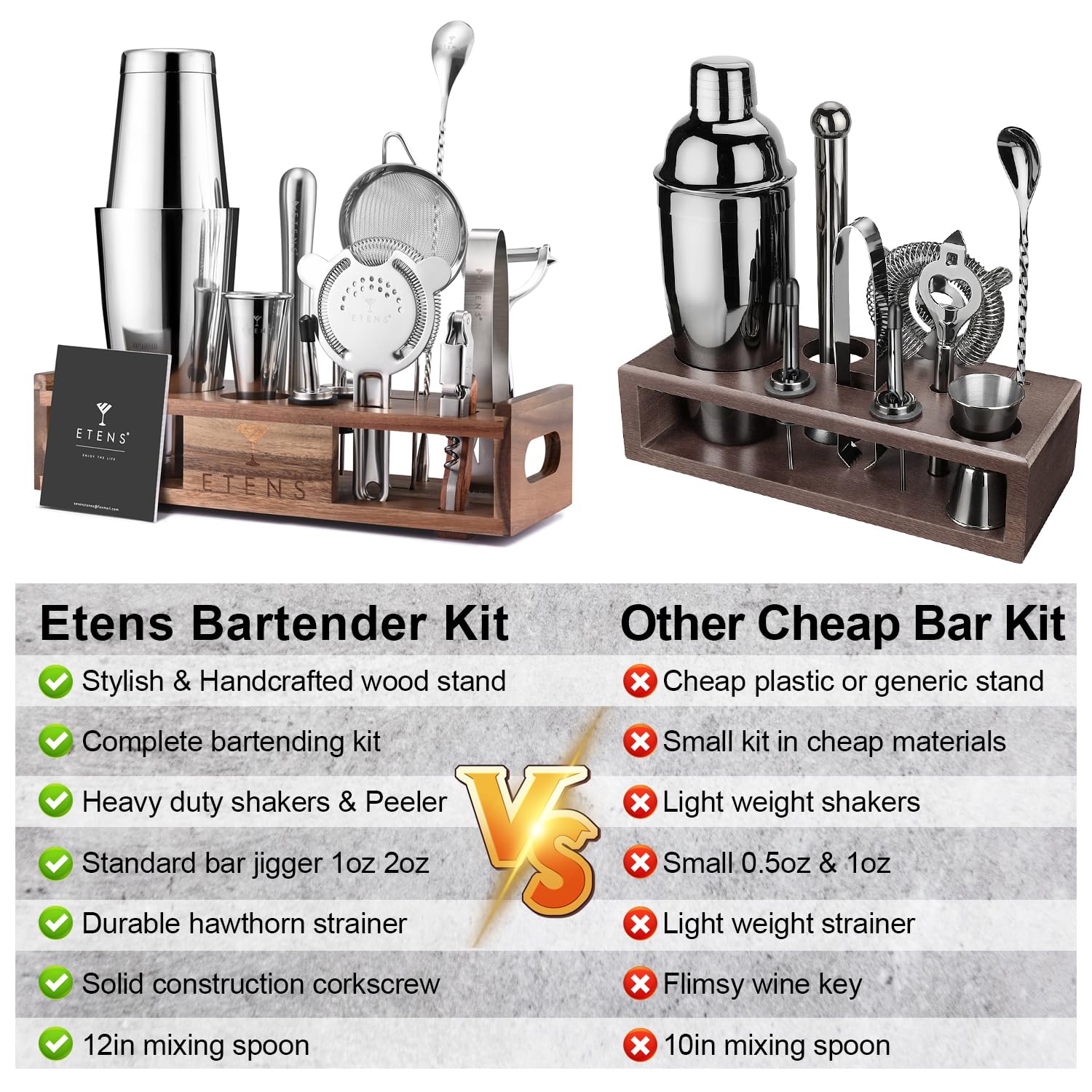 Etens wooden stand keeps bar tools organized and accessible