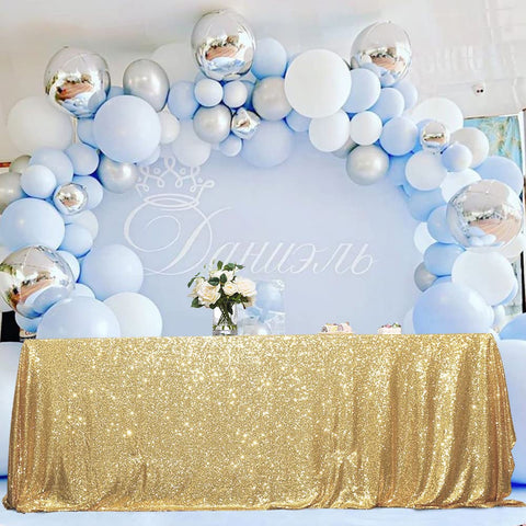 Eternal Beauty gold tablecloth used in exhibitions for premium display.