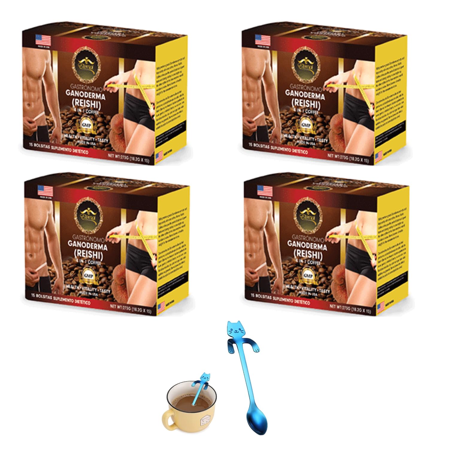 Eternal Spirit Beauty ganoderma coffee pack showcases the 4-in-1 blend for daily energy