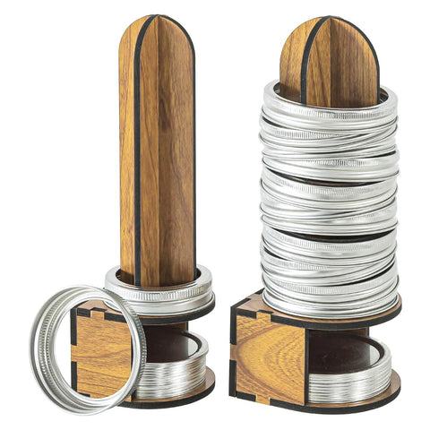 Ethlomoer mason jar lid organizer inside cabinet keeps regular and wide-mouth lids accessible