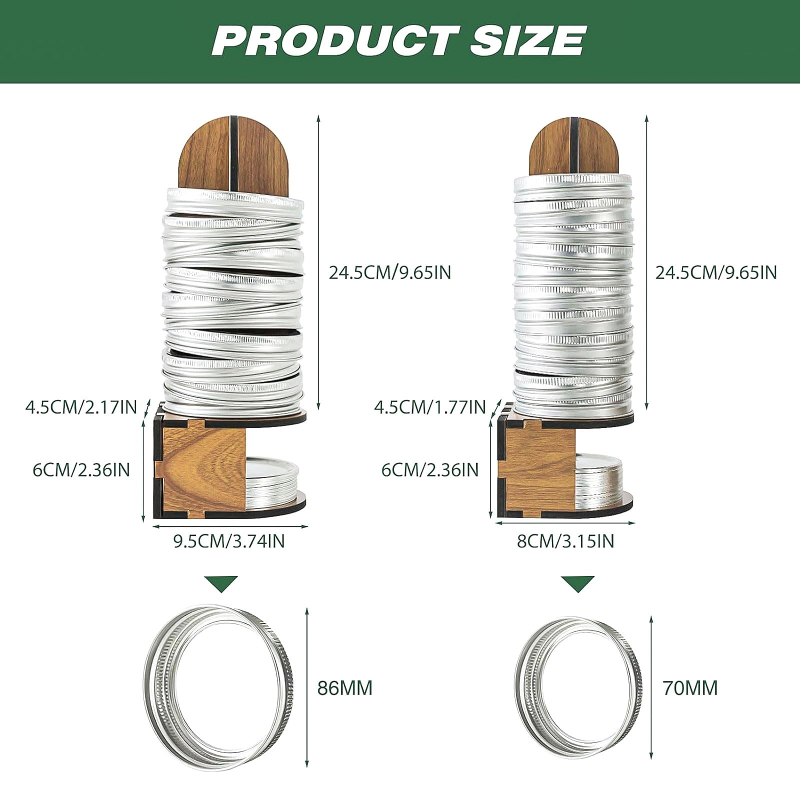 Ethlomoer wooden lid rack for regular and wide-mouth jars keeps lids and rings organized