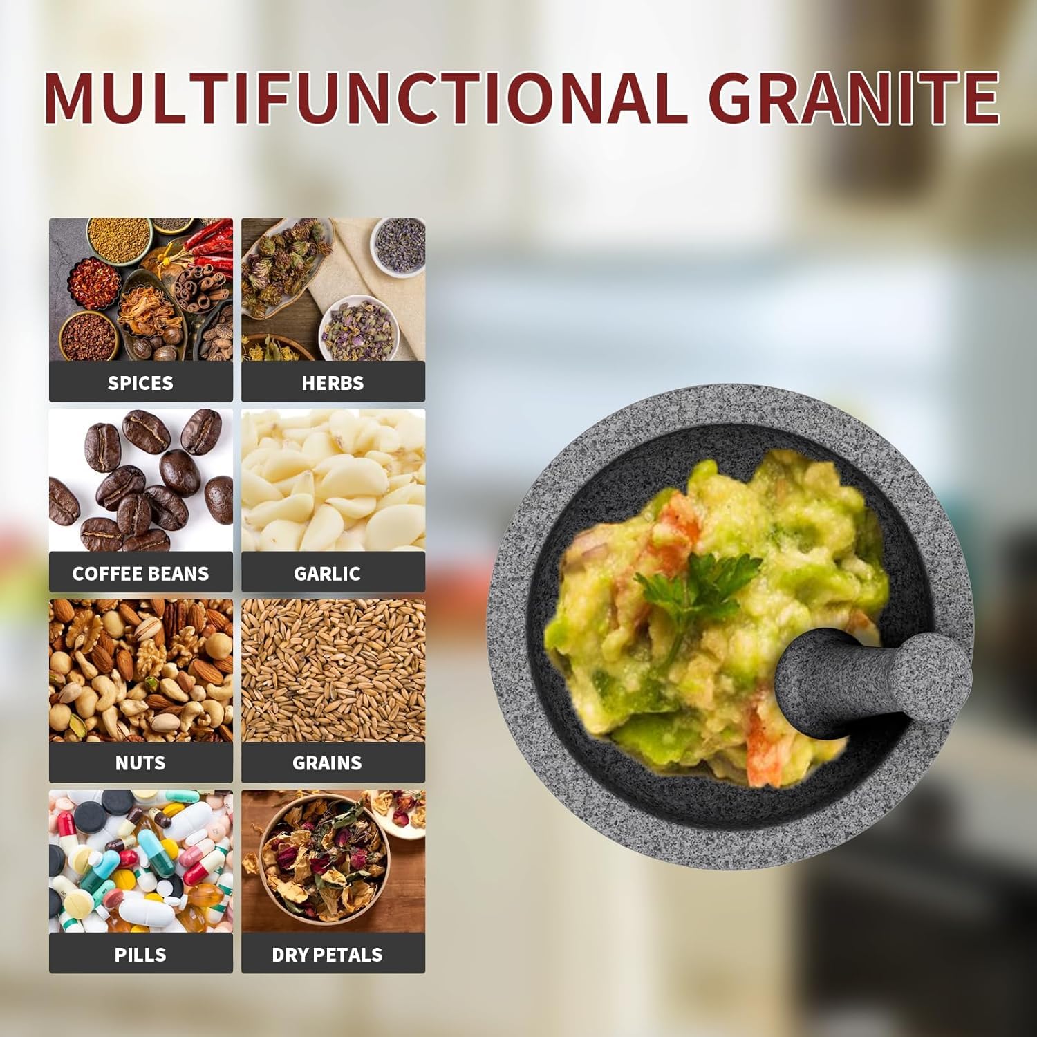 Etholive mortar-pestle grinding fresh salsa with manual control.