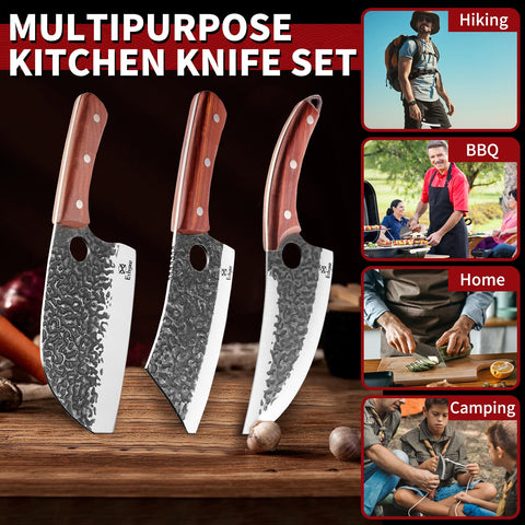 Ethyxe butcher set hand-forged-craftsmanship enhances balance and efficiency.