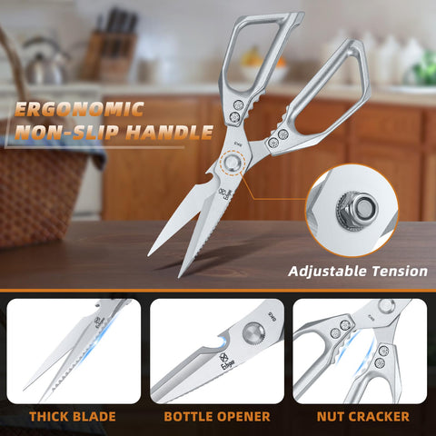 Ethyxe kitchen scissors black pair designed for heavy-duty poultry and bone work.