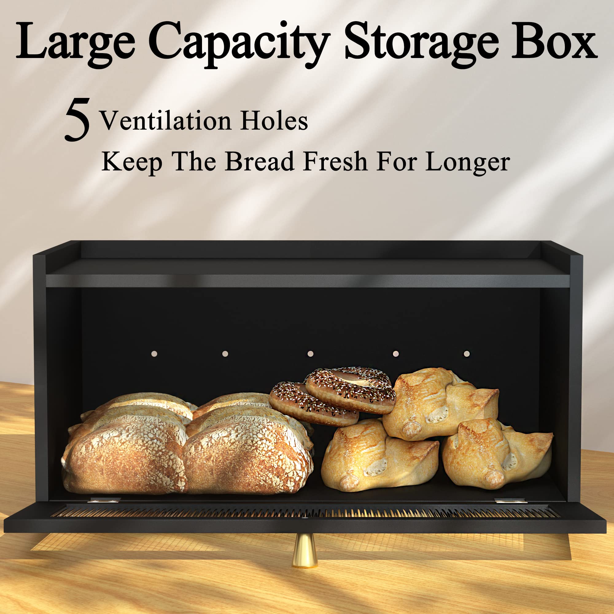 ETMI bread box with window reveals contents at a glance for quick meal planning.